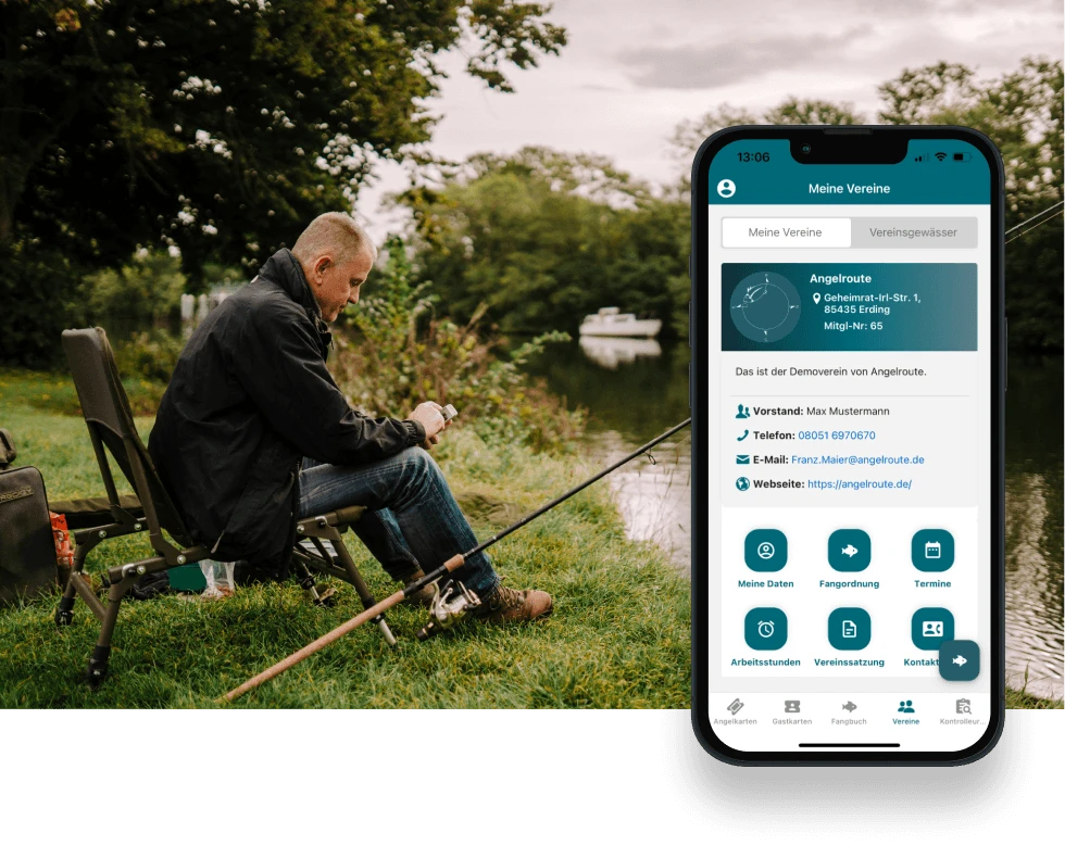 Digitale Angelkarte in der Angelroute App