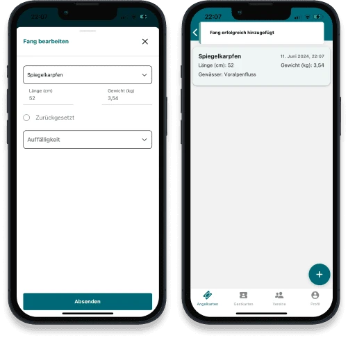 Fangmeldung in der App